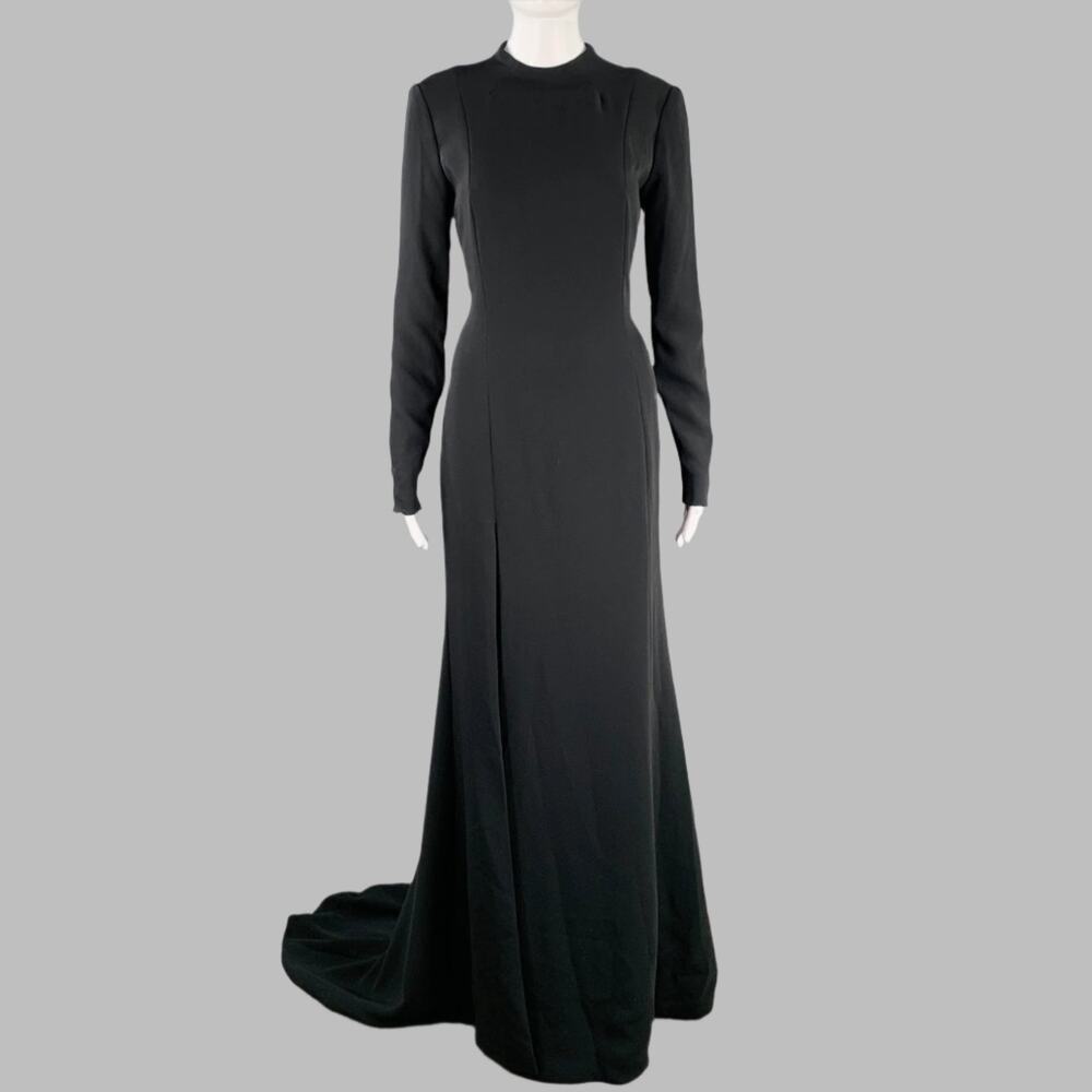 KAMPERETT Size S Arc Black Long Sleeve Keyhole Back Evening Gown